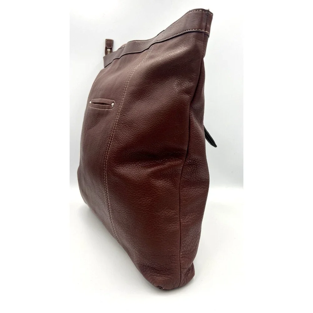 B. Makowsky Brown Leather Large Shoulder Handbag Purse‎ - Picture 7 of 16